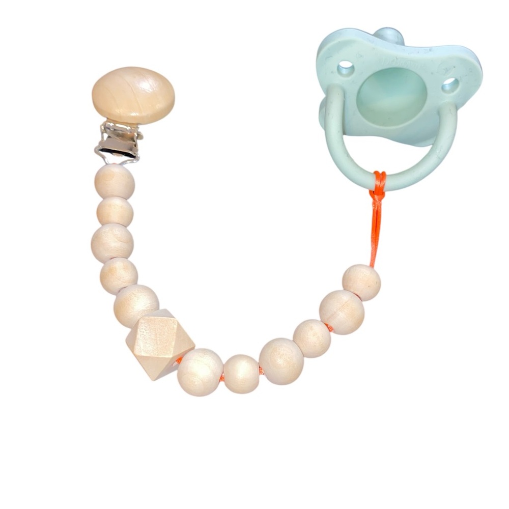⭐️5/$10⭐️ Modern Boho Hand Crafted Pacifier Clip with Wooden Beads